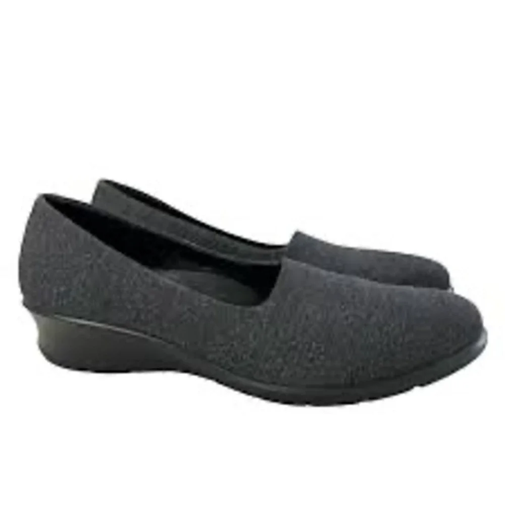 ECCO Soft 7 Wedge Pump Women 38 Charcoal Gray Excellent Slip On Low Heel